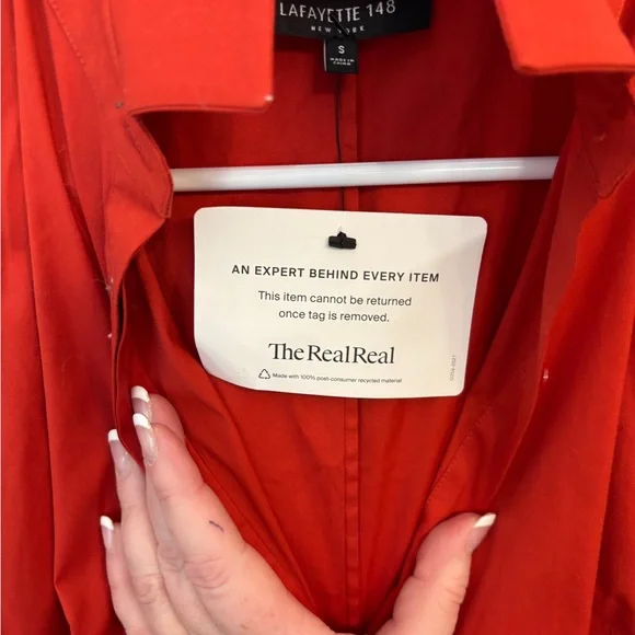 Lafayette 148 New York Red Sleeveless Shirtdress Small - Picture 3 of 5